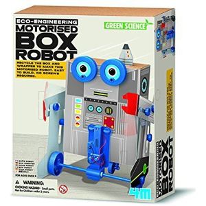 4M 00-03389 De Eco-Engineering Gemotoriseerde Box Robo is een grappig robotbouwpakket voor de kinderkamer met een door entertainment ondertekende boodschap voor duurzaamheid en ecologie, kleurrijk