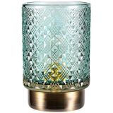 Pauleen 48131 Modern Glamour mobiele tafellamp glas tafellamp timerfunctie 6 uur batterij glazen lamp zonder kabel turquoise glas/metaal