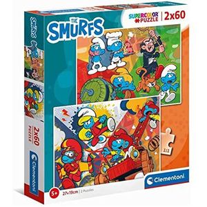 Clementoni - Puzzel Pitufos 2 x 60 Pzs Does Niet Apply The Smurfs Supercolor Smurfs - 2 x 60 cm, kinderen, 5 jaar, 2 stuks (60 stuks), cartoon-design, Made in Italy, meerkleurig, medium