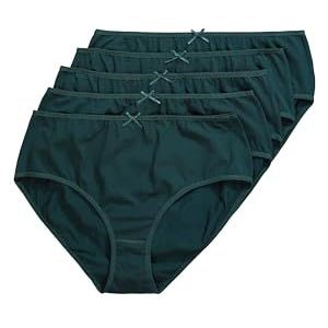 Ulla Popken dames grote maten grote maten plus size midislips, 5-pack, effen, tot maat 66/68, Middernachtgroen, 42-44