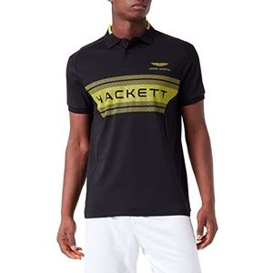 Hackett London Heren AMR Borst Panel Polo Shirt, Zwart, S