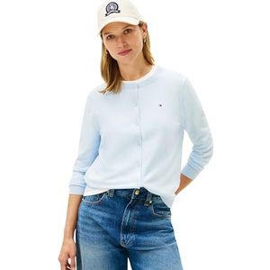 Tommy Hilfiger Dames CO Jersey FINE GG C-NK LS Cardi WW0WW42370 Cardigan Trui, Blauw (Breezy Blue), L, Blauw (Breezy Blue), L