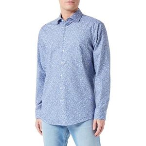 Seidensticker Zakelijk overhemd voor heren, regular fit, zacht, kent-kraag, lange mouwen, 100% katoen, blauw, 45