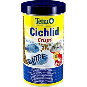 Tetra Cichlid Crisps Visvoer voor cichliden met natuurlijke kleurversterkers, minimale waterbelasting, geschikt voor voederautomaten, 500 ml blik