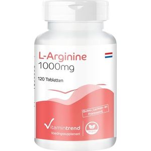 L-Arginine 1000mg - essentieel aminozuur - 3000mg L-Arginine per dagelijkse dosis - 120 tabletten - hoge dosering - veganistisch - biologisch beschikbare supplementen uit Duitsland | Vitamintrend
