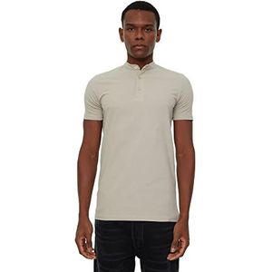 Trendyol Heren Steinmänner Slim Fit 100% katoen Richterkraag korte mouwen kraag T Polo Shirt Stone, Medium