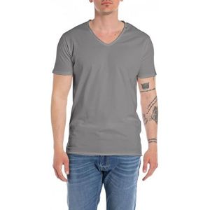 Replay Basic T-shirt voor heren, korte mouwen, regular fit, 622 titanium, XL