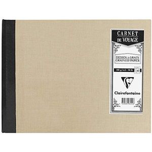 Clairefontaine 96042C reisalbum (met linnenbinding, aquarelpapier, 180 g, korrelig, DIN A5, 14,8 x 21 cm, 60 vellen, ideaal voor reizen, robuust en elegant), lichtgrijs