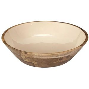 HOME DECO FACTORY, KA0569, Salad Bowl in Mango Wood Dune Uni D28, elegant and durable design, perfect for salads and fruits, easy maintenance, brown and beige color, size D28