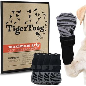 DOK TigerToes Premium antislip hondensokken voor hardhouten vloeren - extra dikke grip die ook bij verdraaien werkt - voorkomt likken, uitglijden en geweldig voor hondenpootbescherming (X-Small)