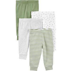 Simple Joys by Carter's Uniseks babybroek (verpakking van 4 stuks), Grijs gemêleerd/olijfgroen/witte stippen/strepen, Prematuur