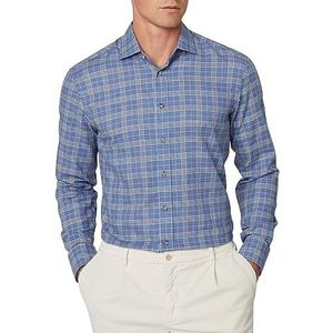 Hackett London Licht flanellen geruit overhemd voor heren, Blauw (blauw/marine), XL