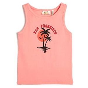Koton Girls's Tanktop Mouwloos Gedrukt Ribbed Katoenen Shirt, roze (274), 6-7 Jaar