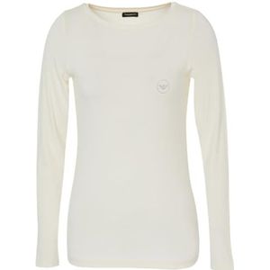Emporio Armani Dames Dames Dames Fluid Viscose T-Shirt, Pale Cream, L