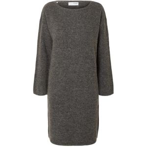SELECTED FEMME Slflulu Ls Knit New O-Neck Dress Noos, Medium grijs (grey melange), L