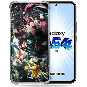 Cokitec Beschermhoes van gehard glas voor Samsung Galaxy A54 5G Manga Demon Slayer Groep