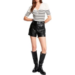 Morgan Gestreepte Fijngebreide Top Ecru/Zwart