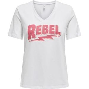 Onlhenny Life Reg S/S V-hals Top Box JRS, wit (bright white), XL