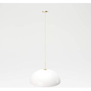 PLAYBOY Hanglamp met witte lampenkap, 40 x 40 cm, hangende lamp, hanglamp, hanglamp, metalen kap, wit mat gelakt, gouden doos, retro design, clubstijl, eetkamerlamp