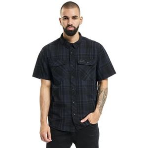 Brandit ROADSTAR Shirt korte mouwen vrije tijd overhemd geruit heren houten case geruit, zwart-blauw, XXL