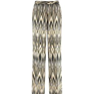 Gerry Weber Damesbroek met ikatprint, normale lengte, zwart/crème/gele print, 40