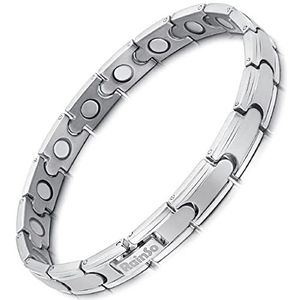 RainSo sterke therapeutische magnetische armband voor dames van titanium - ideaal als pijnstiller, bij artritis & carpaal tunnel syndroom - magnetische titanium armband (zilver)