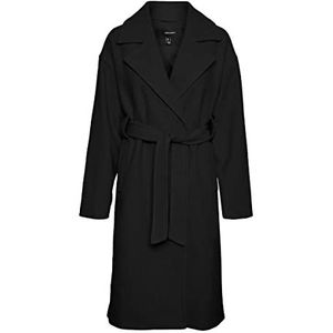 bestseller a/s Dames VMEDNA Long Coat BOOS jas, Black/Detail:Solid, S