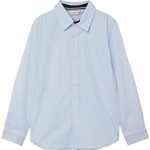 NAME IT NKMNISA LS shirt NOOS overhemd, Dusty Blue/Print: Stripe, 134/140