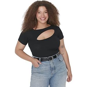 Trendyol Zwarte uitgesneden gedetailleerde gebreide blouse TBBSS22AF00020, Zwart, 5XL
