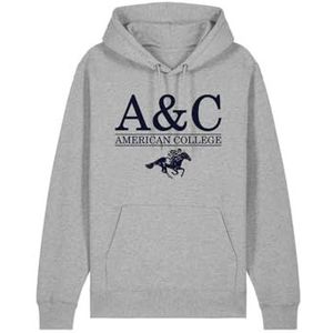 AMERICAN COLLEGE USA Grijze slip-on sweatshirt voor heren, maat L, ontspannen, Grijs, L/Tall