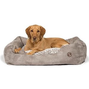 Danish Design Arctic Grey Faux Fur en Faux Suede Verwijderbare Matras Hond/Puppy Snuggle Bed 23 Inch 58 cm