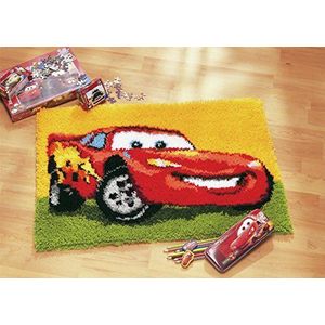 Vervaco Lightning McQueen knoopverpakking voor het zelf knopen van een tapijt, stramin, wit, 70 x 45 x 0,3 cm