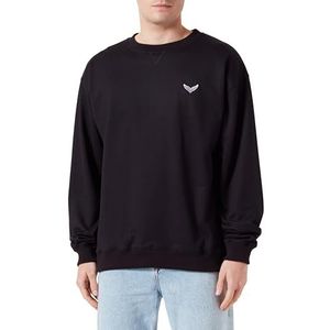Trigema Oversized sweatshirt met logo-patch, zwart, XL