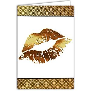 Afie 69-7031 Kaart zonder tekst Kiss-Lip, met verguld, formaat 12 x 17,5 cm, envelop wit