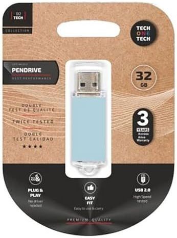 Tech One Tech TEC3010-32 USB-stick, blauw, 32 GB