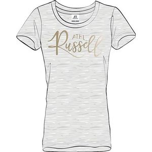 RUSSELL ATHLETIC Bloom-s/S Crewneck Tee T-shirt voor dames, Bright Grey Marl, S