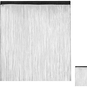 Relaxdays draadgordijn zwart, inkortbaar, tunnel, voor deuren & ramen, vitrage, 145x245 cm, zwart