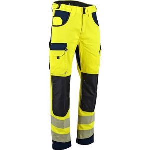 LMA Workwear 1667 Defense goed zichtbare tweekleurige broek met kniezakken, maat 56, fluorescerend geel/donkerblauw