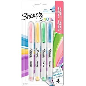 Sharpie S-Note markeerstiften | Part Art Marker Pen, Deel markeerstift om te tekenen, te schrijven en meer | Verschillende pastelkleuren | Beitelpunt | 4 tellen