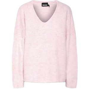 PCPAM LS V-hals oversized Knit BC, Pink-a-boo, M