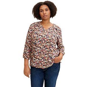 TOM TAILOR Dames Plussize blouse met patroon 1034690, 30197 - Beige Small Floral Design, 44 Grote maten