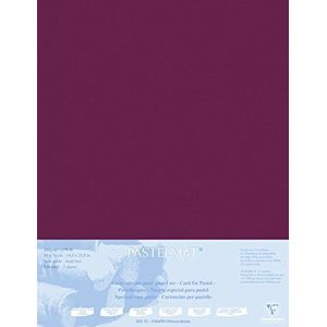 Clairefontaine 496016C tekenvellen (verpakking met 5 vellen pastelmat op karton gelamineerd, 1800 µm, 50 x 70 cm, ideaal voor droogtechnieken en pastel) wijnrood