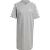 adidas Dames Essentials 3-Stripes Single Jersey Boyfriend Jurk, S, Medium Grijs Hei/Wit, S