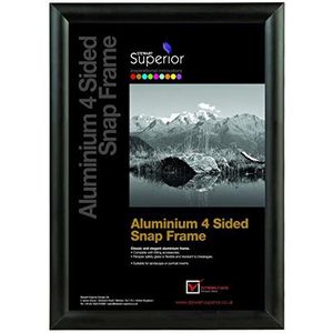 Stewart Superior A4 Aluminium 4-zijdig 25mm Voorlader Afbeelding/Poster Snap Frame - Zwart
