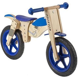 Cicli Bonin Heren Houten Pedaal Motor Balance Bike, Blauw, One Size