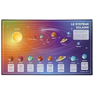 VIQUEL - Educatieve bureauonderlegger op het zonnestelsel - Duurzaam en gemakkelijk te reinigen pvc - Bureaubescherming - Originele Frankrijk Garantie - 59,5×36,2 cm