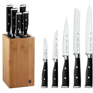 WMF Grand Class messenblok met messenset 6-delig, Made in Germany, 5 messen gesmeden, bamboeblok, kunststof borstelinzet Performance Cut