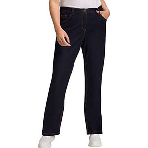 Ulla Popken Dames grote maten plus size jeans Marie, bootcut, comfortband, 5-pocket-snit blu Scuro Denim 84 724599903-84, blauw, 32W / 34L