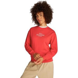 TOMMY HILFIGER Dames REG HILFIGER SWEATSHIRT WW0WW44631, rood, XXS, Rood (primair rood), XXS