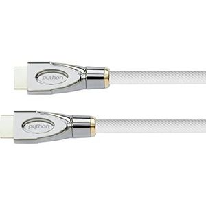 PYTHON Series PREMIUM High-Speed HDMI aansluitkabel met Ethernet - 4K2K / UHD/Ultra HD @ 60 Hz - HDMI 2.0 - KOPERDRAADERIJS, 3D, 3-voudig afgeschermd, nylon vlechtwerk - WIT - 1,5 m